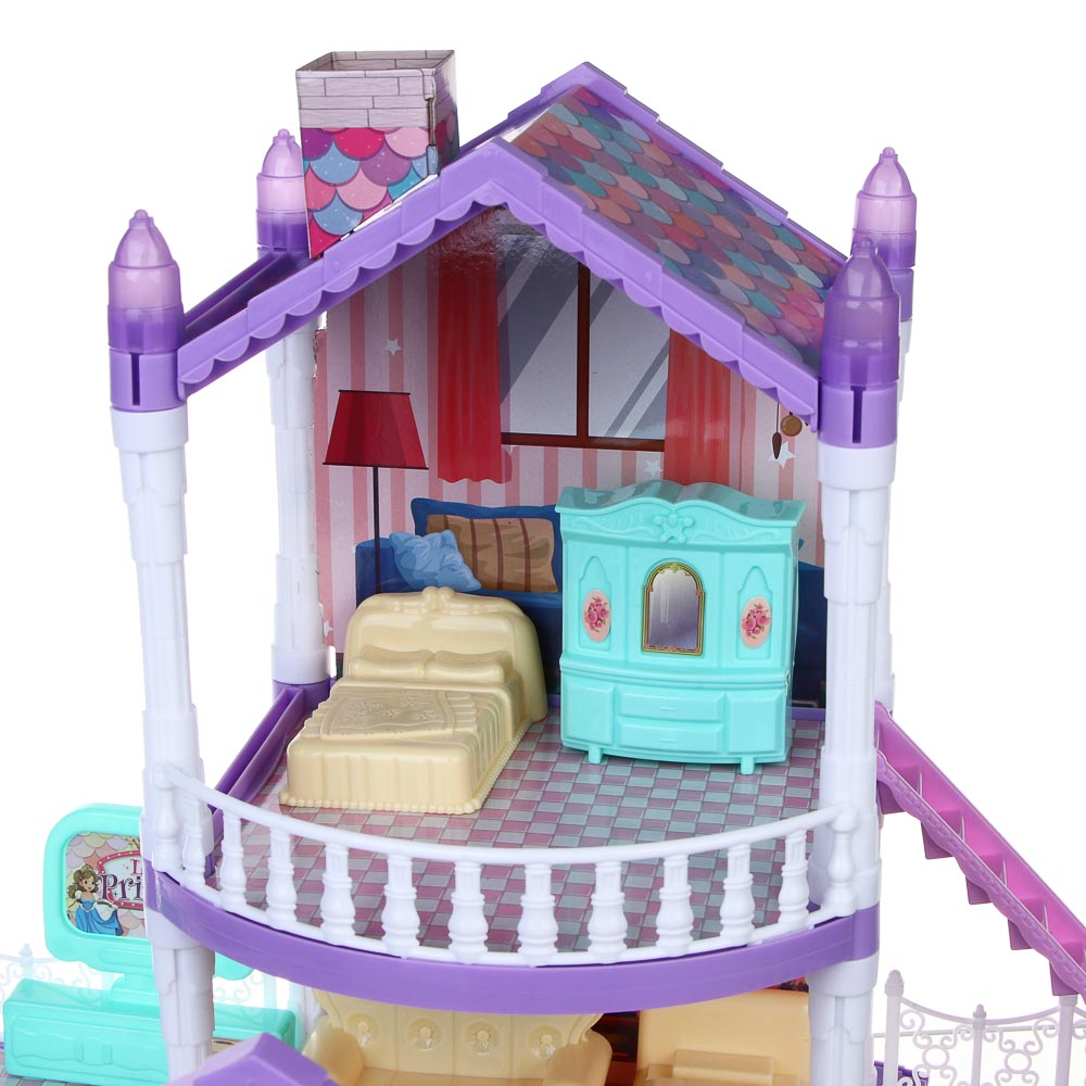 ИГРОЛЕНД Дом для куклы с акс., питомцами и куклой, 113 пред., ABS, PP, полиэстер, 30х8х23 см, арт.№ 278-136