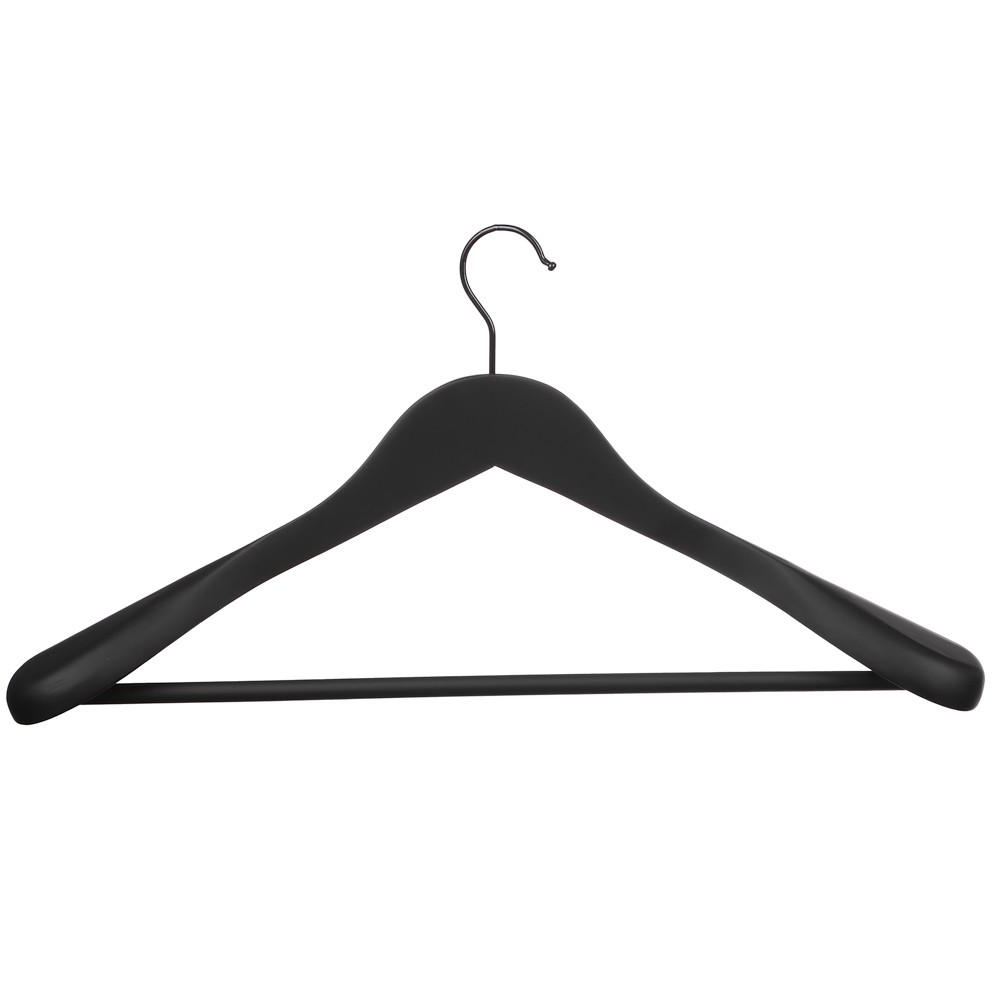 VETTA Вешалка деревянная для верхней одежды, софт тач, 44.5x23x5,8см, черная, арт.№ 455-004