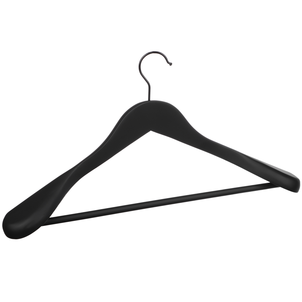 VETTA Вешалка деревянная для верхней одежды, софт тач, 44.5x23x5,8см, черная, арт.№ 455-004