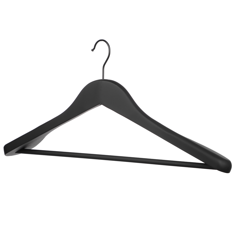 VETTA Вешалка деревянная для верхней одежды, софт тач, 44.5x23x5,8см, черная, арт.№ 455-004