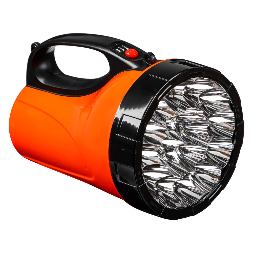 ЕРМАК Фонарь прожектор 18 ярк. LED, 3xАА / вилка 220В, пластик, 17x11 см, арт.№ 198-012