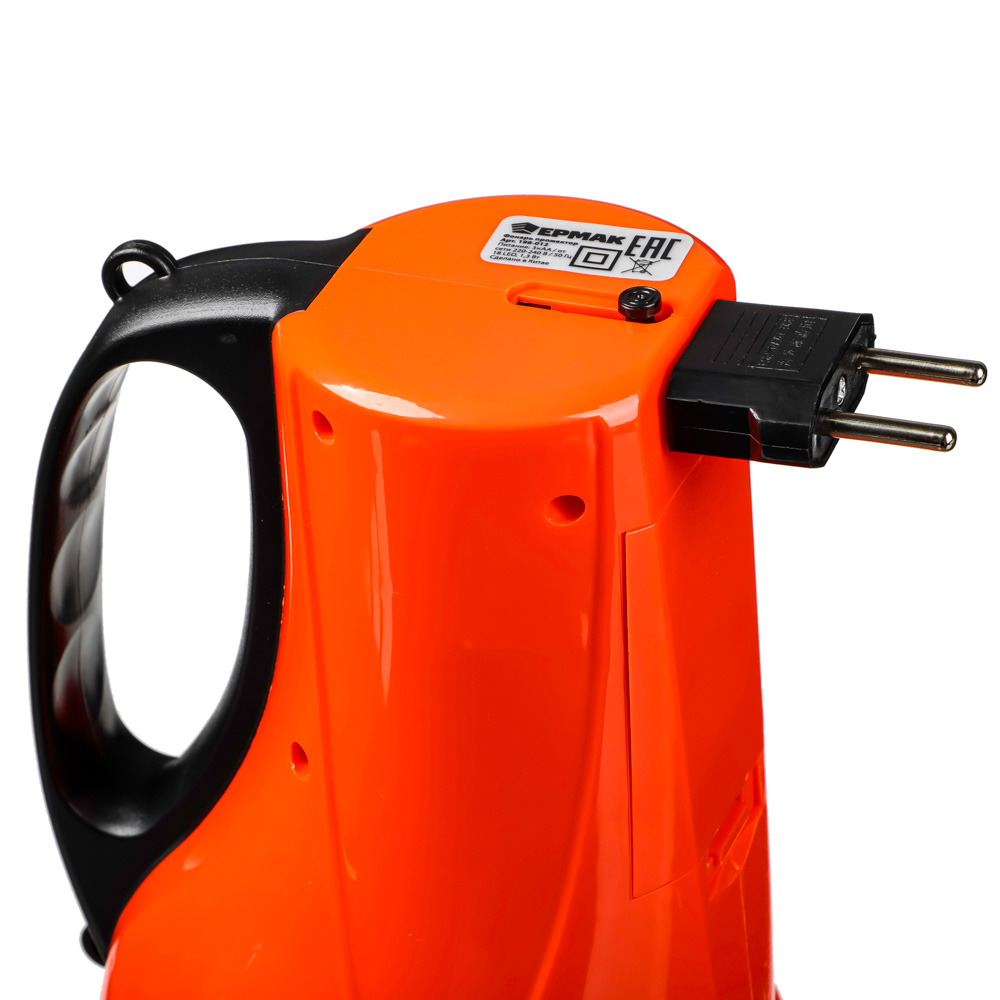 ЕРМАК Фонарь прожектор 18 ярк. LED, 3xАА / вилка 220В, пластик, 17x11 см, арт.№ 198-012