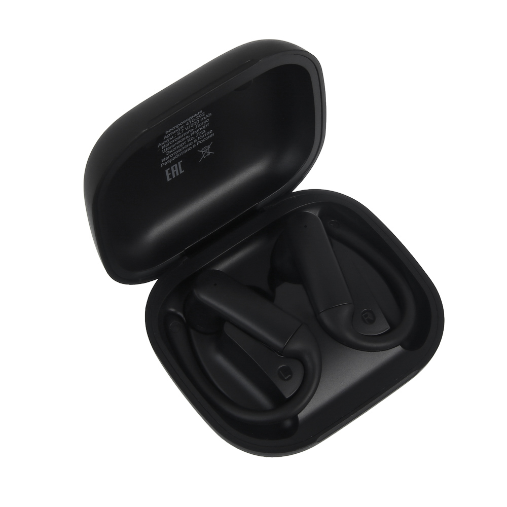 Наушники беспроводные TWS BY SportBuds, внутриканальные, 30/300 мАч, с дужками, BT5.3, чёрный, арт.№ 410-292