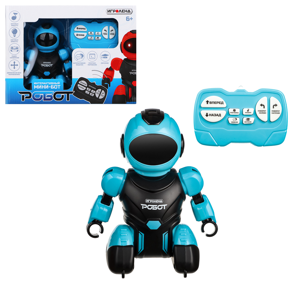 ИГРОЛЕНД Игрушка в виде робота "Минибот", свет, звук, движение, ABS, ЗУ, АКБ, 2хААА, 26,2х19,3х7,9см, арт.№ 293-154