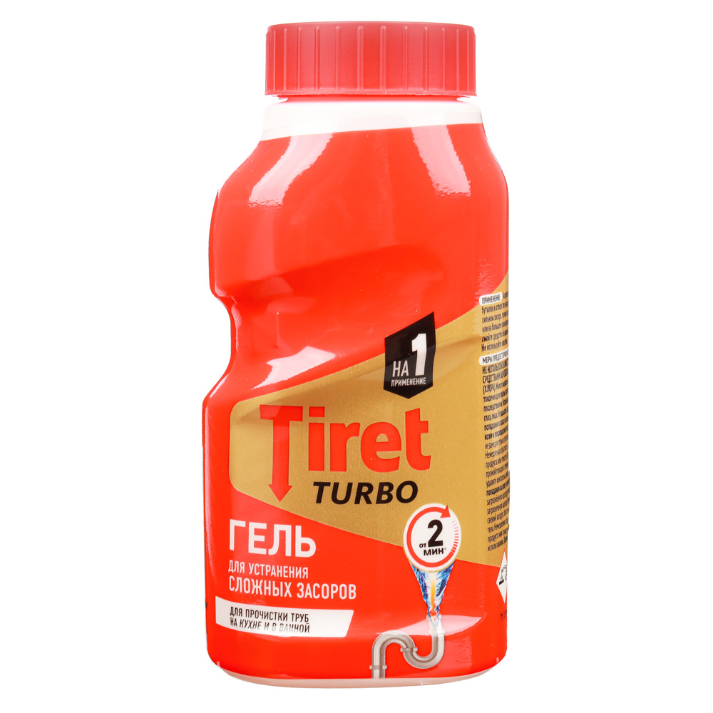 Гель для удаления засоров в канализационных трубах TIRET Тurbo, п/б, 200мл, арт.№ 987-006
