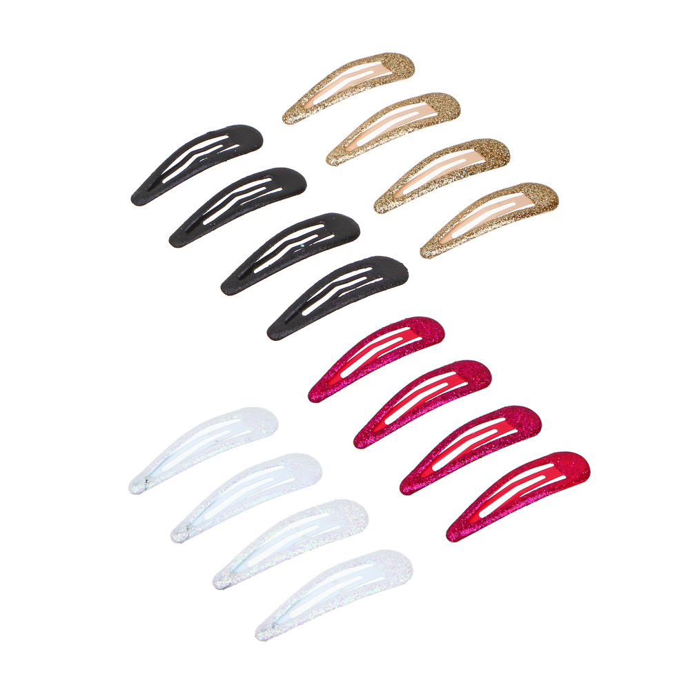 BERIOTTI Набор зажимов для волос 4шт, сплав, пластик, 4,5см, 4 цвета, арт.№ 323-218