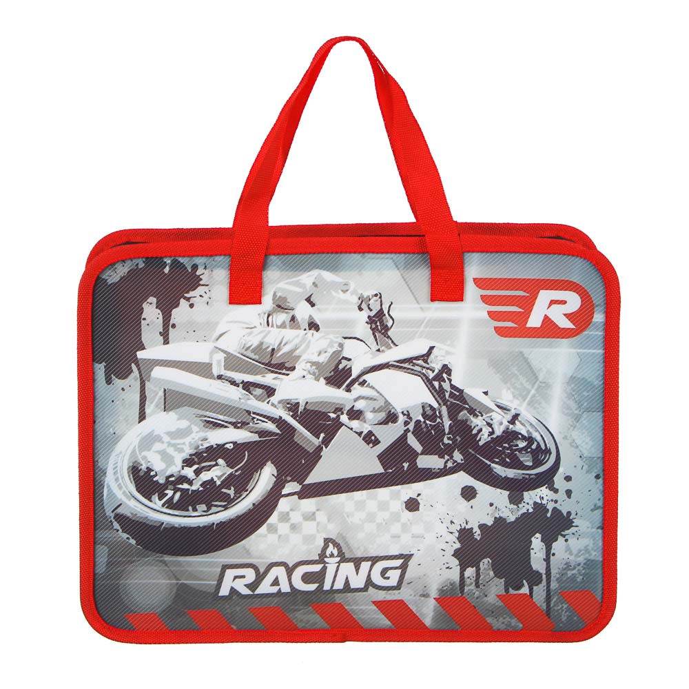 Френч Новел / Спорт Эффект Папка для тетрадей 33,5x26см, для A4, расш.8 см, молния сверху, ручки,пл., арт.№ 236-061