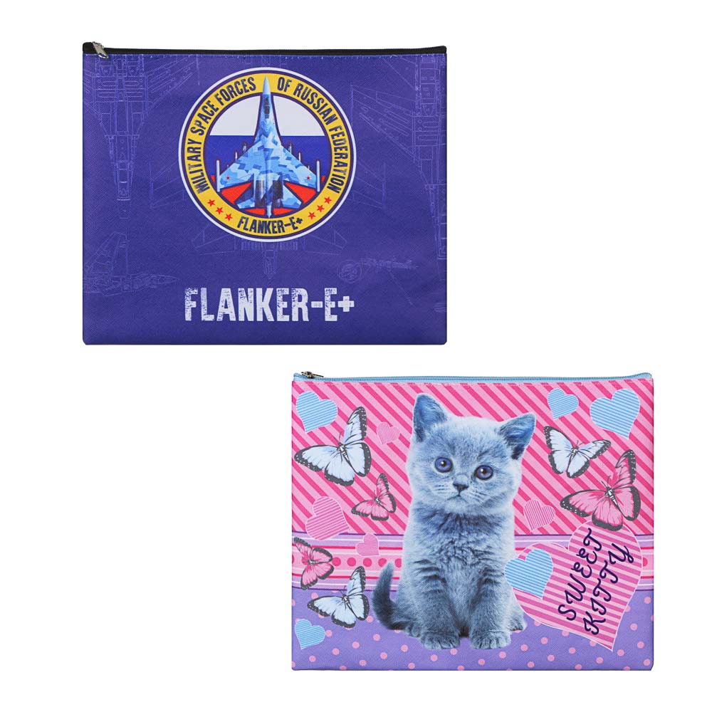 Свит Китти / Фланкер Папка для тетрадей 24x20см, для A5, молния сверху, плотный ПВХ с печатью, арт.№ 236-064