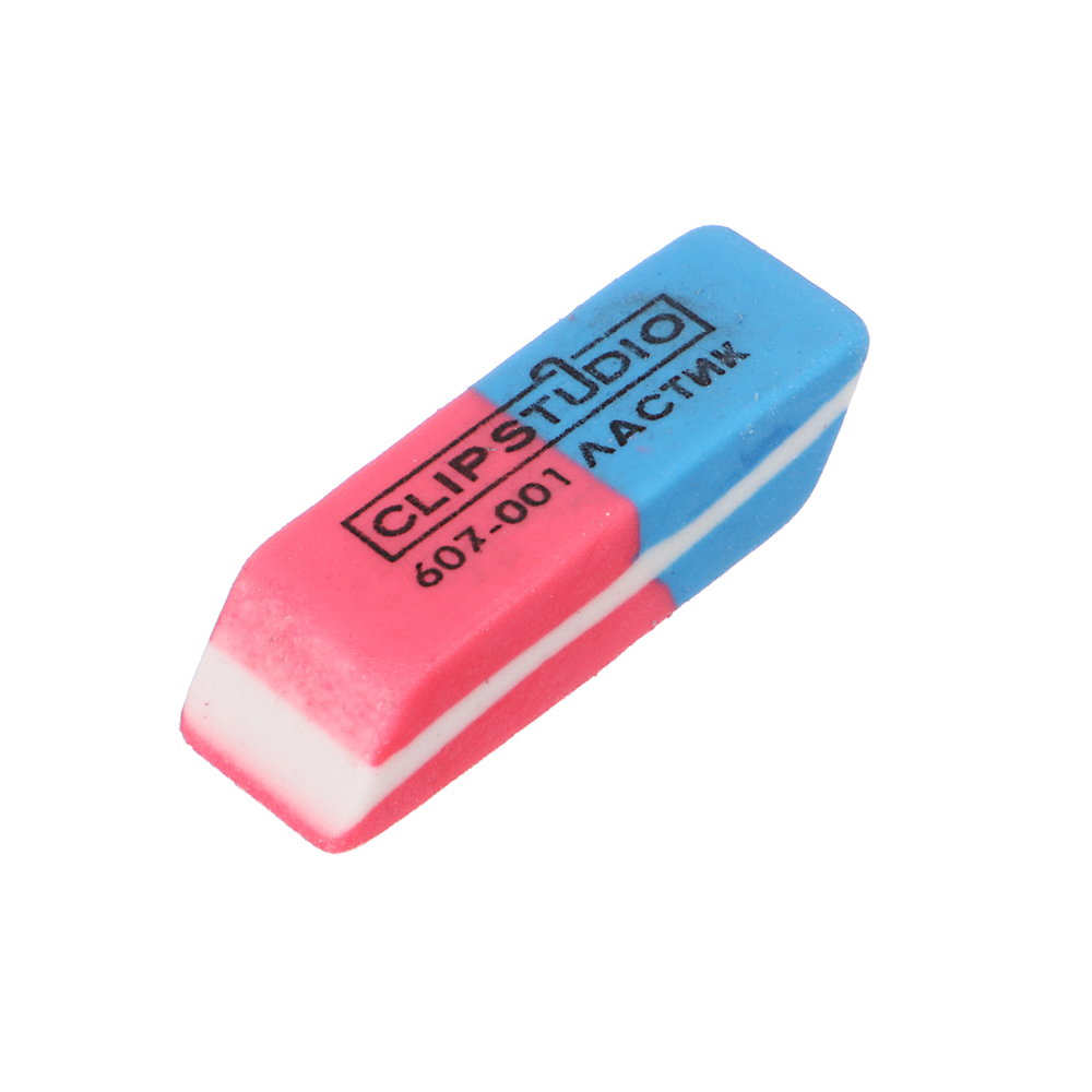 Ластик ClipStudio скошенный красно-синий, для карандашей и чернил, арт.№ 607-001