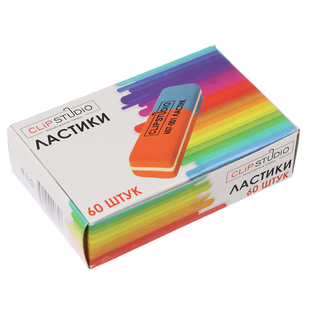 Ластик ClipStudio скошенный красно-синий, для карандашей и чернил, арт.№ 607-001