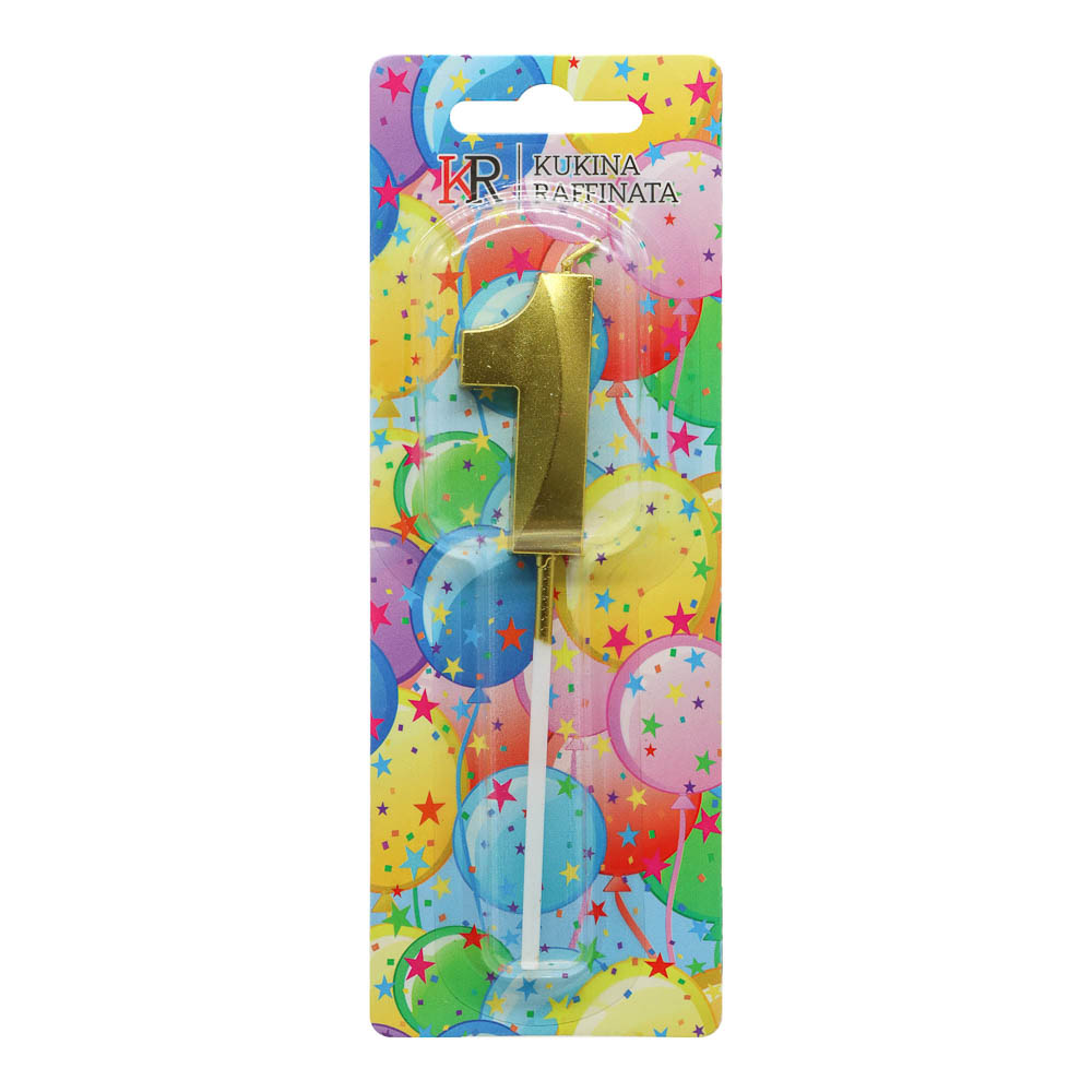 Свеча в торт "Грани", цифра 1, 4,8см, золото, арт.№ 506-305