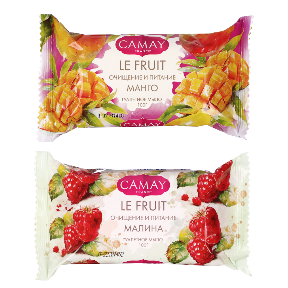 Мыло твердое туалетное CAMAY LE FRUIT Малина/Манго, п/э, 100г, арт.№ 952-142