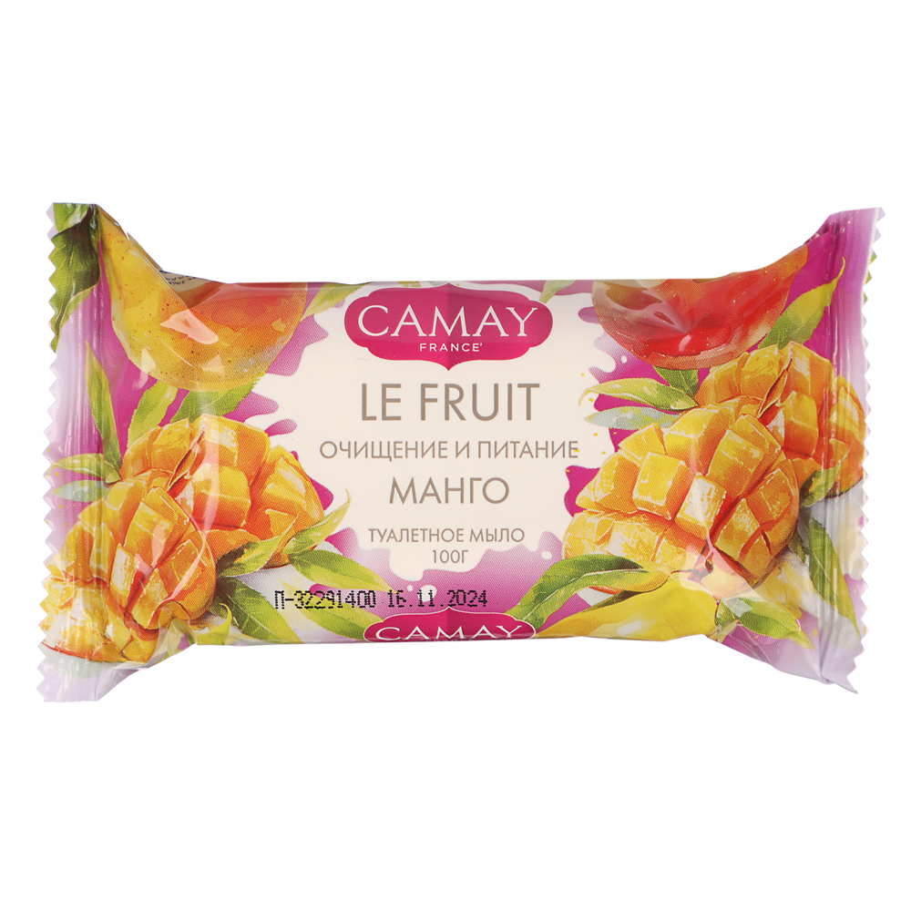 Мыло твердое туалетное CAMAY LE FRUIT Малина/Манго, п/э, 100г, арт.№ 952-142
