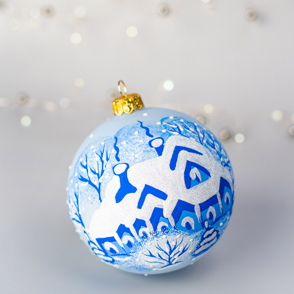 СНОУ БУМ Шар ручной работы "Зимушка", 100мм, стекло, 4 дизайна, арт.№ 368-086