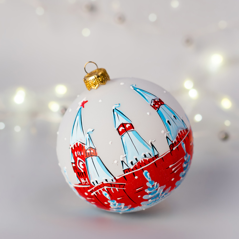 СНОУ БУМ Шар ручной работы "Зимушка", 100мм, стекло, 4 дизайна, арт.№ 368-086