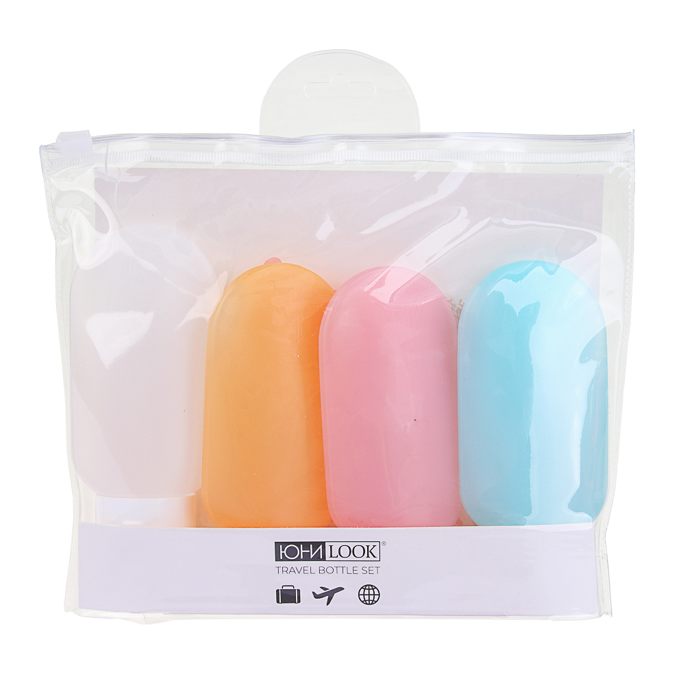 Набор для косметики дорожный 4 шт x 60мл тм ЮНИLOOK, 4 цвета, арт.№ 357-283