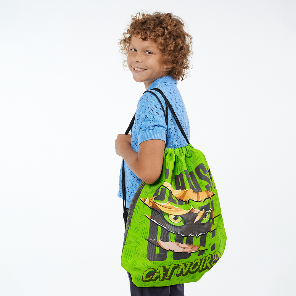 Супер-Кот Мешок для обуви ПРЕМИУМ, 47х39см, плотный матер., 2-стор. печать, толстая веревка,"Скетч", арт.№ 811-031