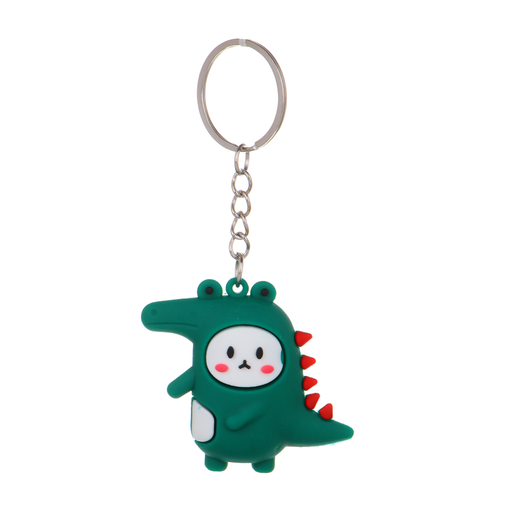 Брелок 5,5x5см, в форме ящера, пластик, металлические цепь и кольцо, 4 цвета, пакет, арт.№ 095-040