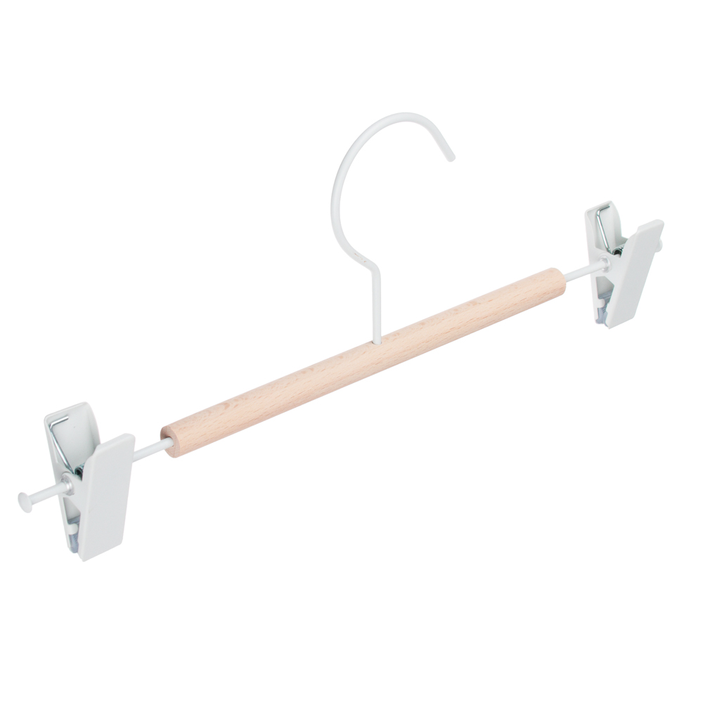 VETTA Вешалка металлическая для брюк/юбок с клипсами, бамбуковая перекладина, 30см, арт.№ 456-104