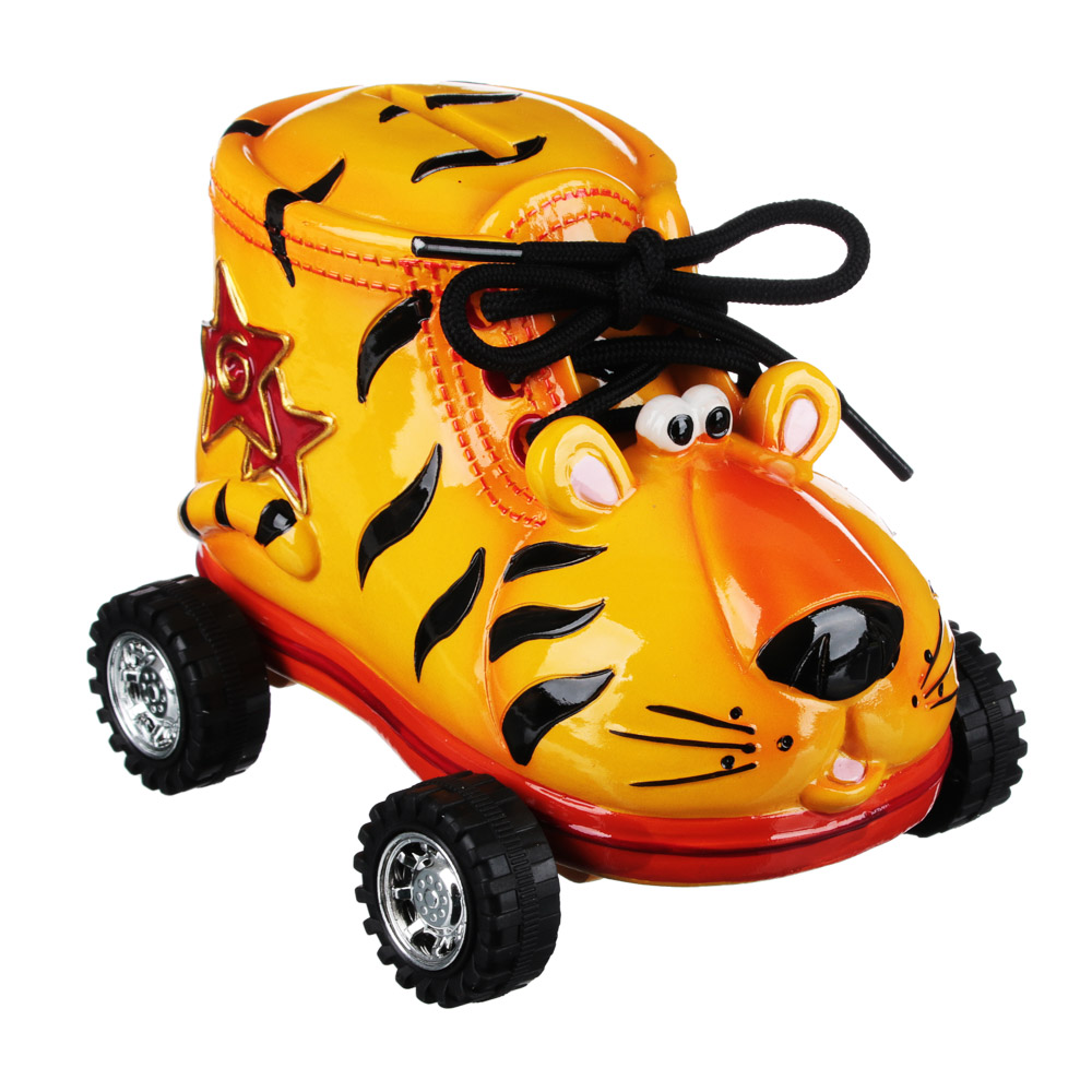 СНОУ БУМ Копилка в форме тигра на колесах, полистоун, 15,5x11x10,5см, 2 цвета, арт.№ 359-790