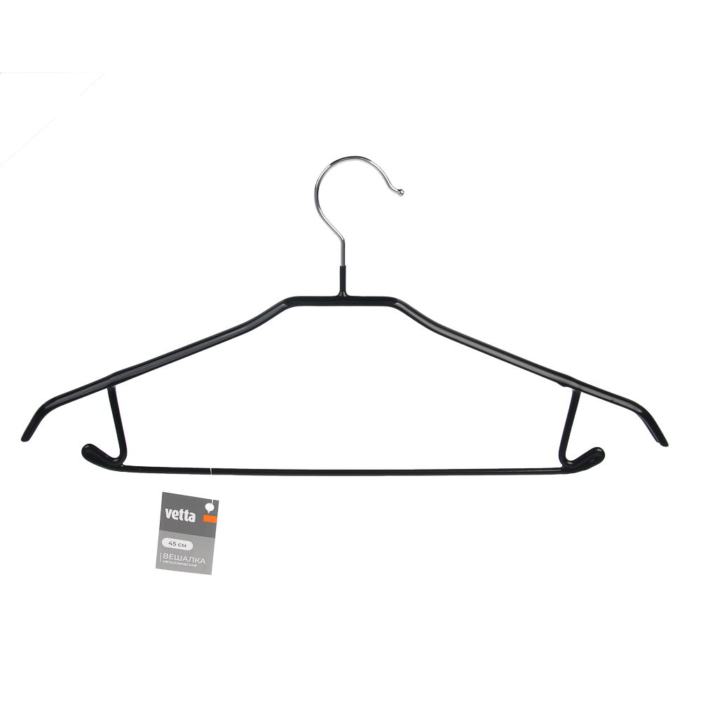 VETTA Вешалка металл с ПВХ покрытием 45см, цвет черный, TCH-202, арт.№ 456-036