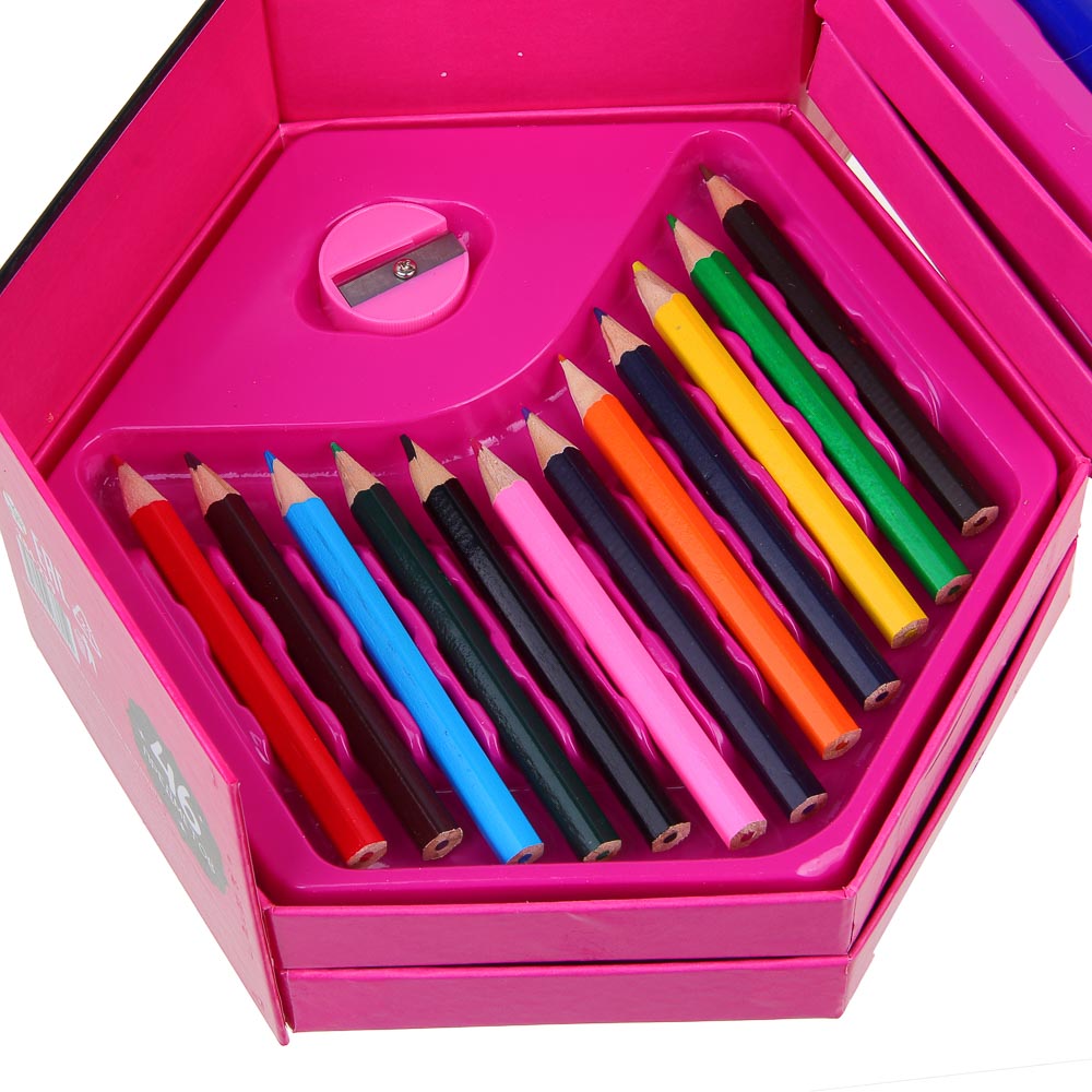 ХОББИХИТ Набор для рисования 46 пр., картон, пластик, дер., 16,5х18,5х9см, 2 дизайна, арт.№ 284-239