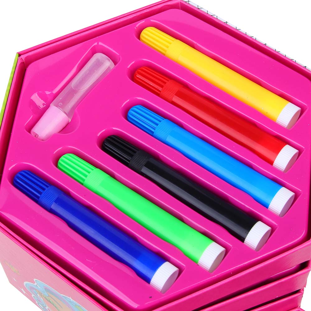 ХОББИХИТ Набор для рисования 46 пр., картон, пластик, дер., 16,5х18,5х9см, 2 дизайна, арт.№ 284-239