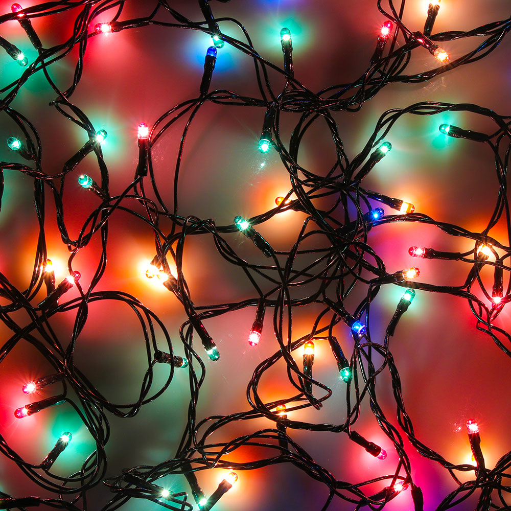 СНОУ БУМ Гирлянда эл. вьюн 6м, 70 ламп, мультицвет, 8 реж, ПВХ зеленый, 220В, арт.№ 384-046