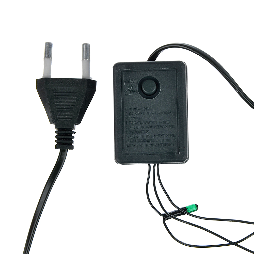 СНОУ БУМ Гирлянда эл. вьюн 6м, 70 ламп, мультицвет, 8 реж, ПВХ зеленый, 220В, арт.№ 384-046