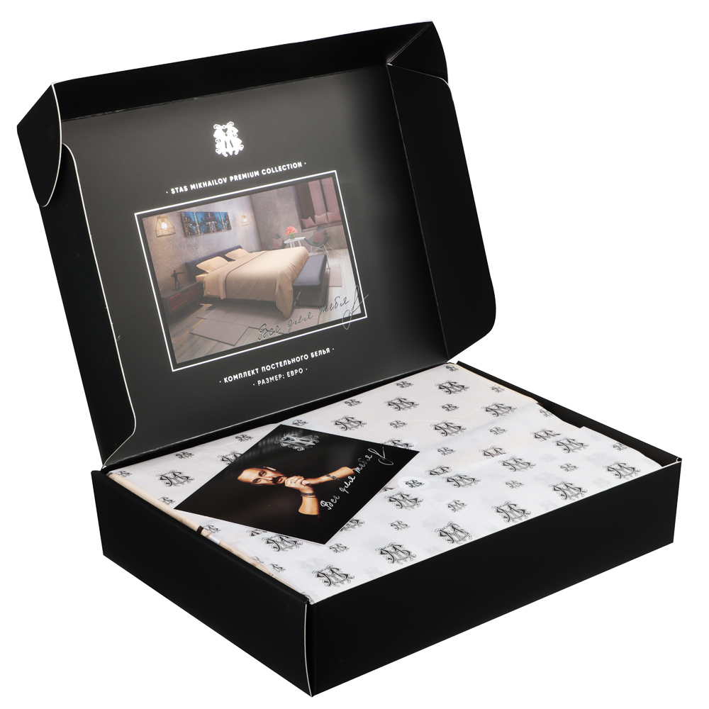 BY STAS MIKHAILOV Комплект постельного белья с кантом, евро, 100% хлопок, бежевый, арт.№ 421-286