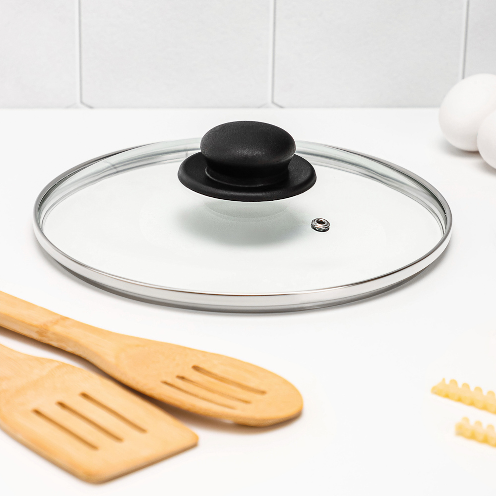 Крышка стеклянная 22см с метал.ободком в сборе, арт.№ 848-061