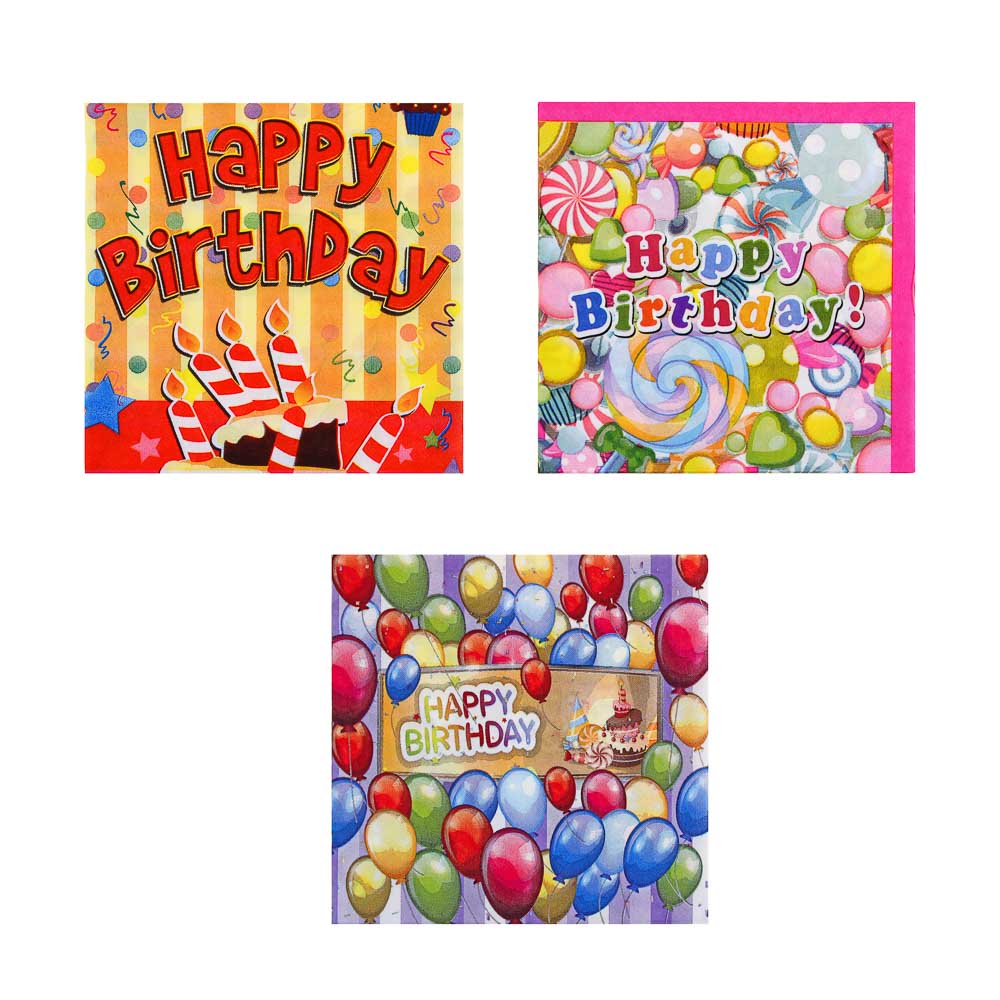 Салфетки бумажные праздничные тм Fntastic, 12 шт, 33х33см, 3 вида, арт.№ 530-221