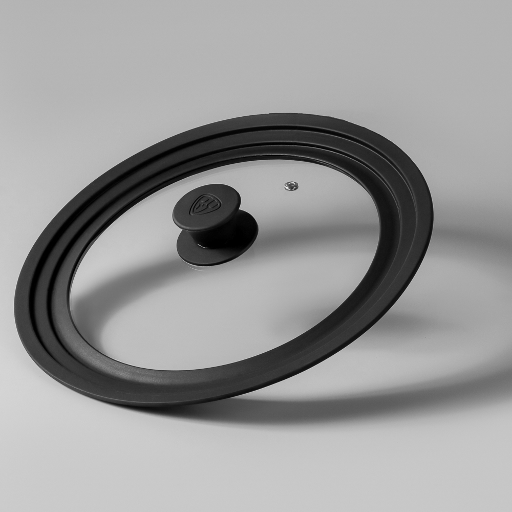 SATOSHI Крышка универсальная стекло/силикон с ручкой, 24-26-28см, арт.№ 848-071