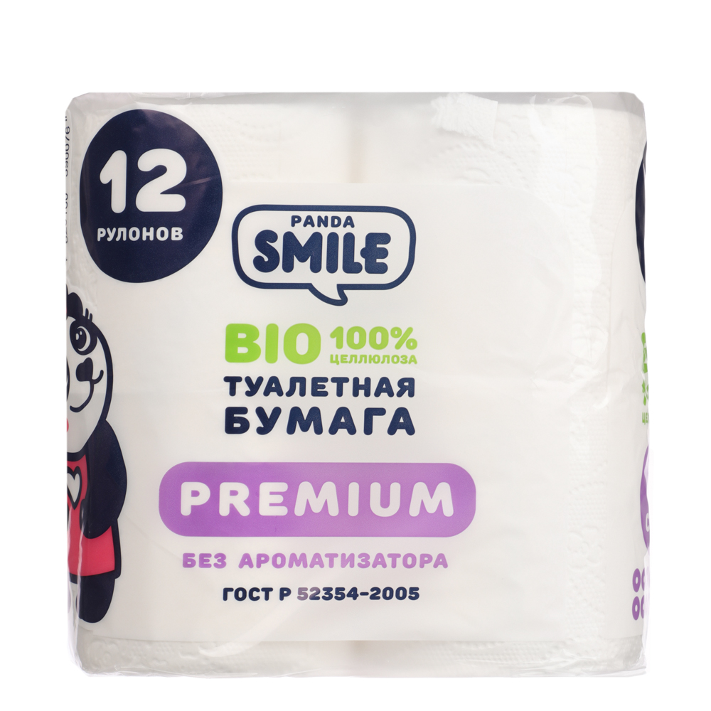 Туалетная бумага Панда 3 слоя, 12 рулонов, арт.№ 918-021