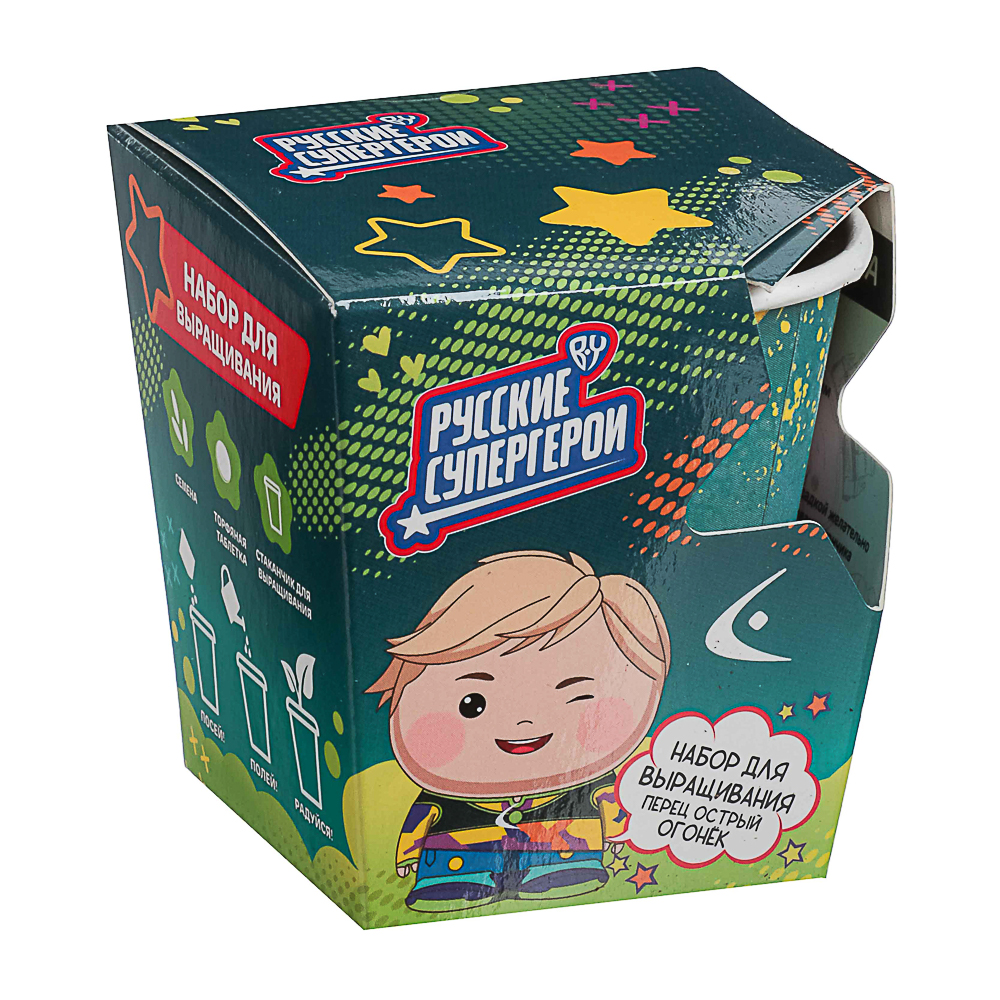 BY Русские Супергерои КОНЕК Перец острый Огонёк (стаканчик+торф табл+семена), арт.№ 179-600