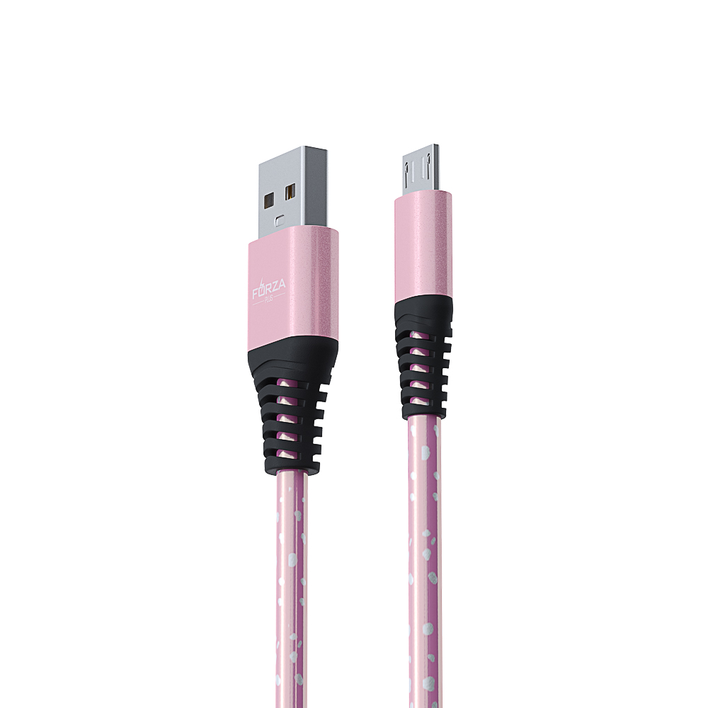 Кабель для зарядки USB(A)-microUSB FORZA Звёздное небо, 1м, 2А, 4 цвета, пакет, арт.№ 916-224