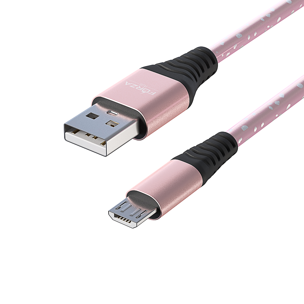 Кабель для зарядки USB(A)-microUSB FORZA Звёздное небо, 1м, 2А, 4 цвета, пакет, арт.№ 916-224