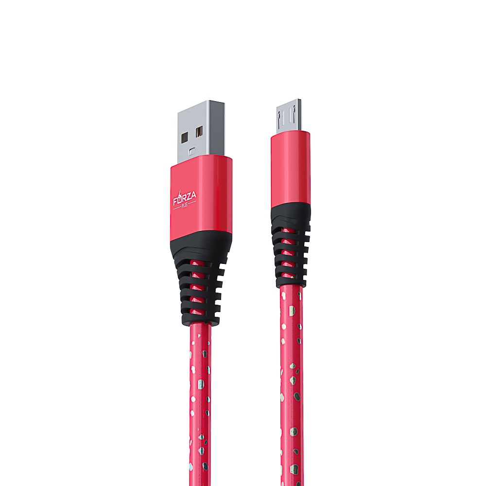 Кабель для зарядки USB(A)-microUSB FORZA Звёздное небо, 1м, 2А, 4 цвета, пакет, арт.№ 916-224