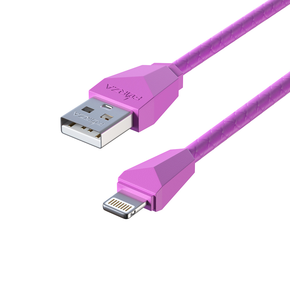 Кабель для зарядки USB(A)-iP FORZA Комфорт, 1м, 1А, PVC, прорезиненный, 5 цветов, пакет, арт.№ 443-028