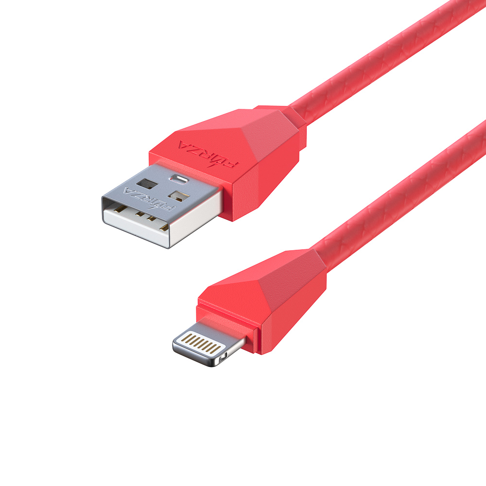 Кабель для зарядки USB(A)-iP FORZA Комфорт, 1м, 1А, PVC, прорезиненный, 5 цветов, пакет, арт.№ 443-028