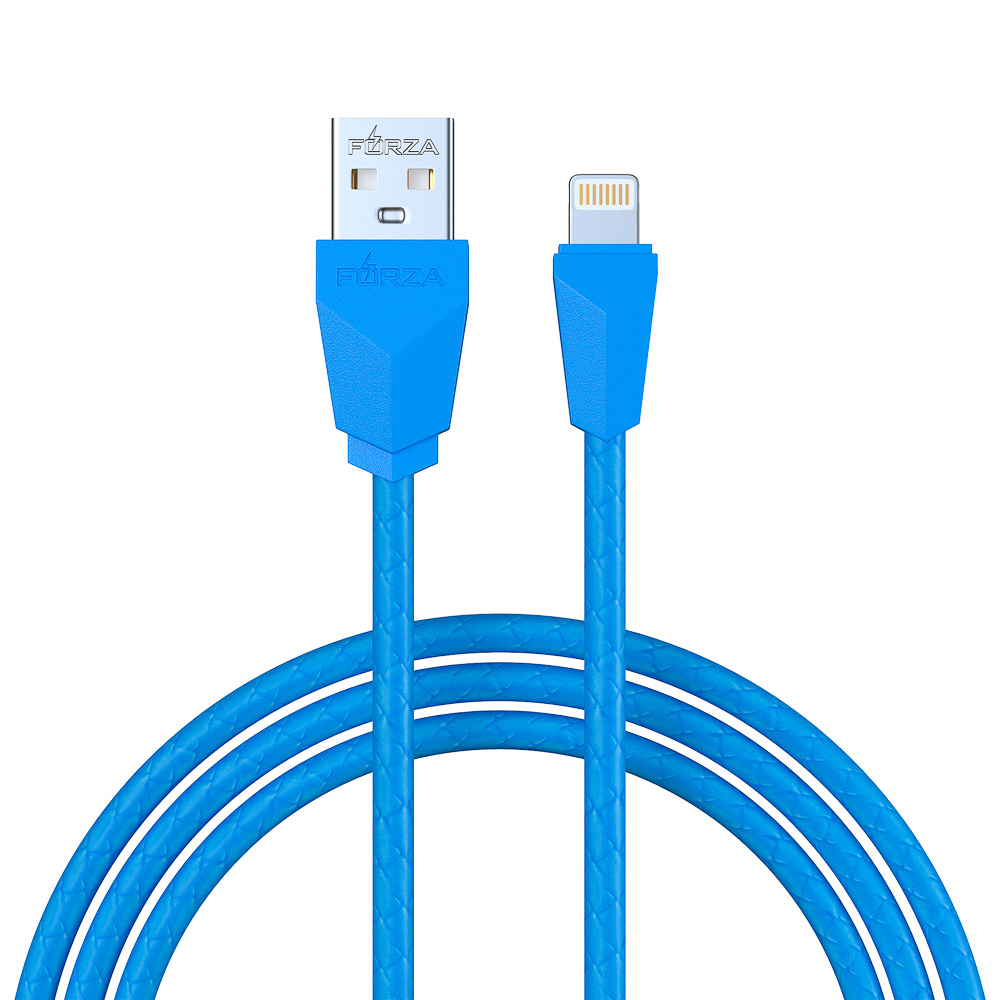 Кабель для зарядки USB(A)-iP FORZA Комфорт, 1м, 1А, PVC, прорезиненный, 5 цветов, пакет, арт.№ 443-028