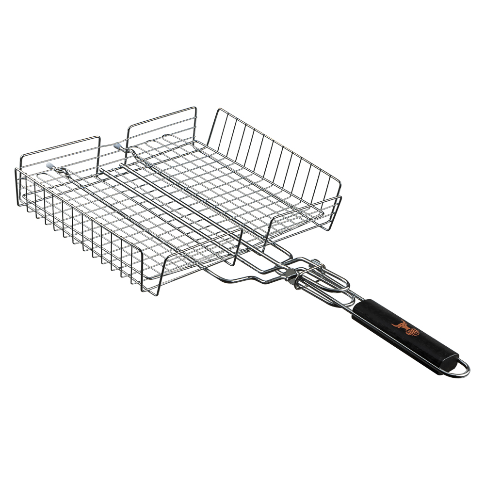 Решётка гриль хром со съёмной ручкой тм GRILLBOOM, 57x30x24, глубина 5см, хромированная сталь, арт.№ 104-047