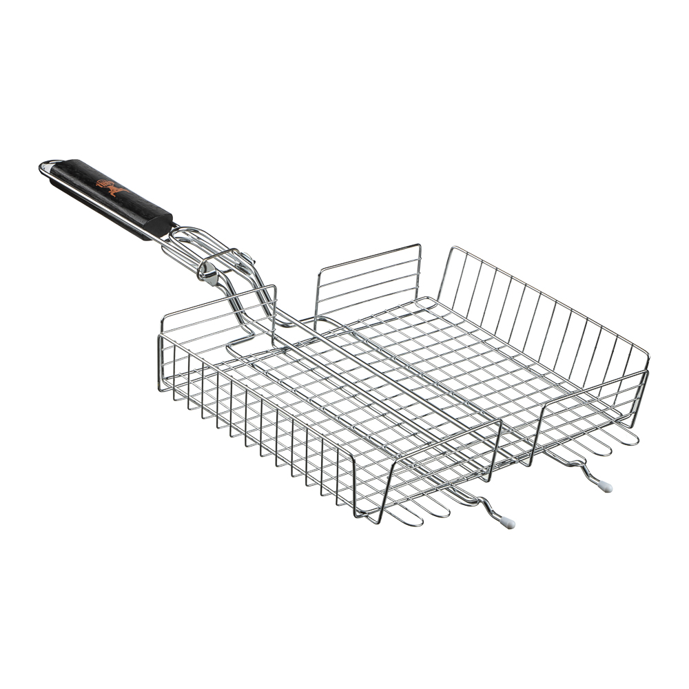 Решётка гриль хром со съёмной ручкой тм GRILLBOOM, 57x30x24, глубина 5см, хромированная сталь, арт.№ 104-047