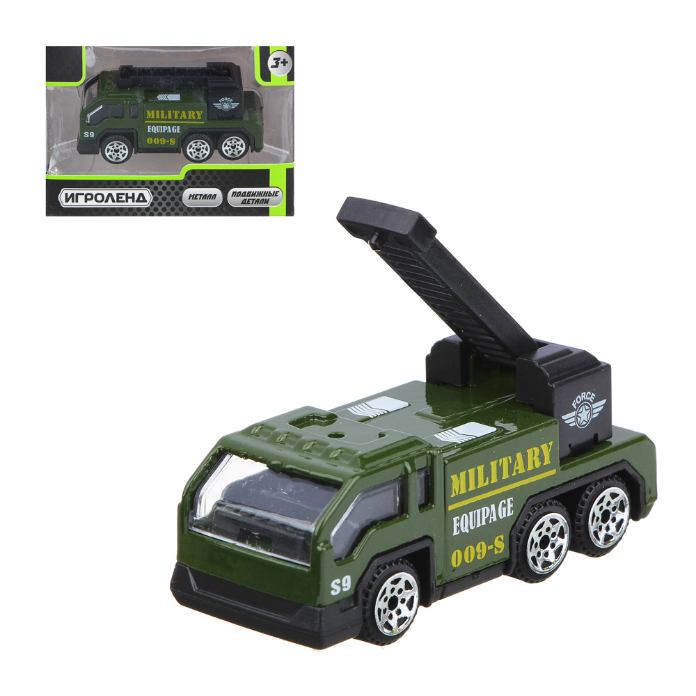 ИГРОЛЕНД Машинка военная техника, металл, 9,5х4,5х6,5 см, 10 дизайнов, арт.№ 292-292