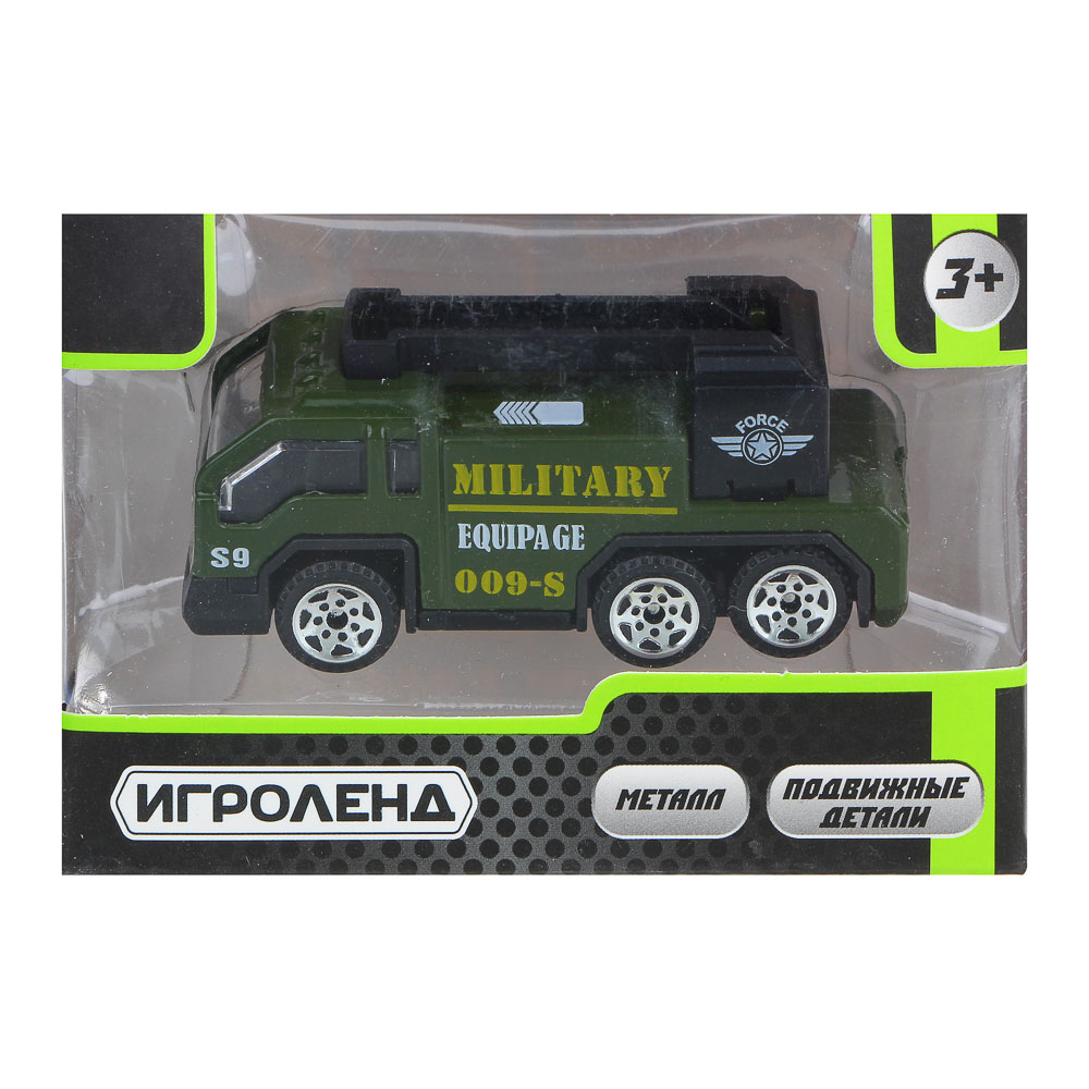 ИГРОЛЕНД Машинка военная техника, металл, 9,5х4,5х6,5 см, 10 дизайнов, арт.№ 292-292