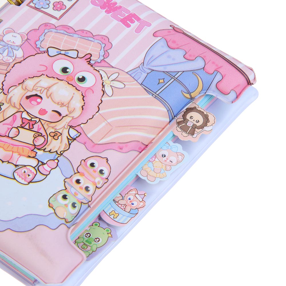 Записная книжка на спирали, с фигурной вырубкой, 9x11см, 60 л., обложка-мялка, 4 дизайна, Кавайи, арт.№ 574-068