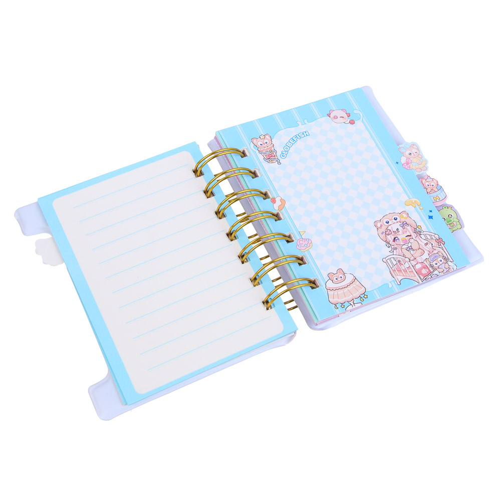 Записная книжка на спирали, с фигурной вырубкой, 9x11см, 60 л., обложка-мялка, 4 дизайна, Кавайи, арт.№ 574-068