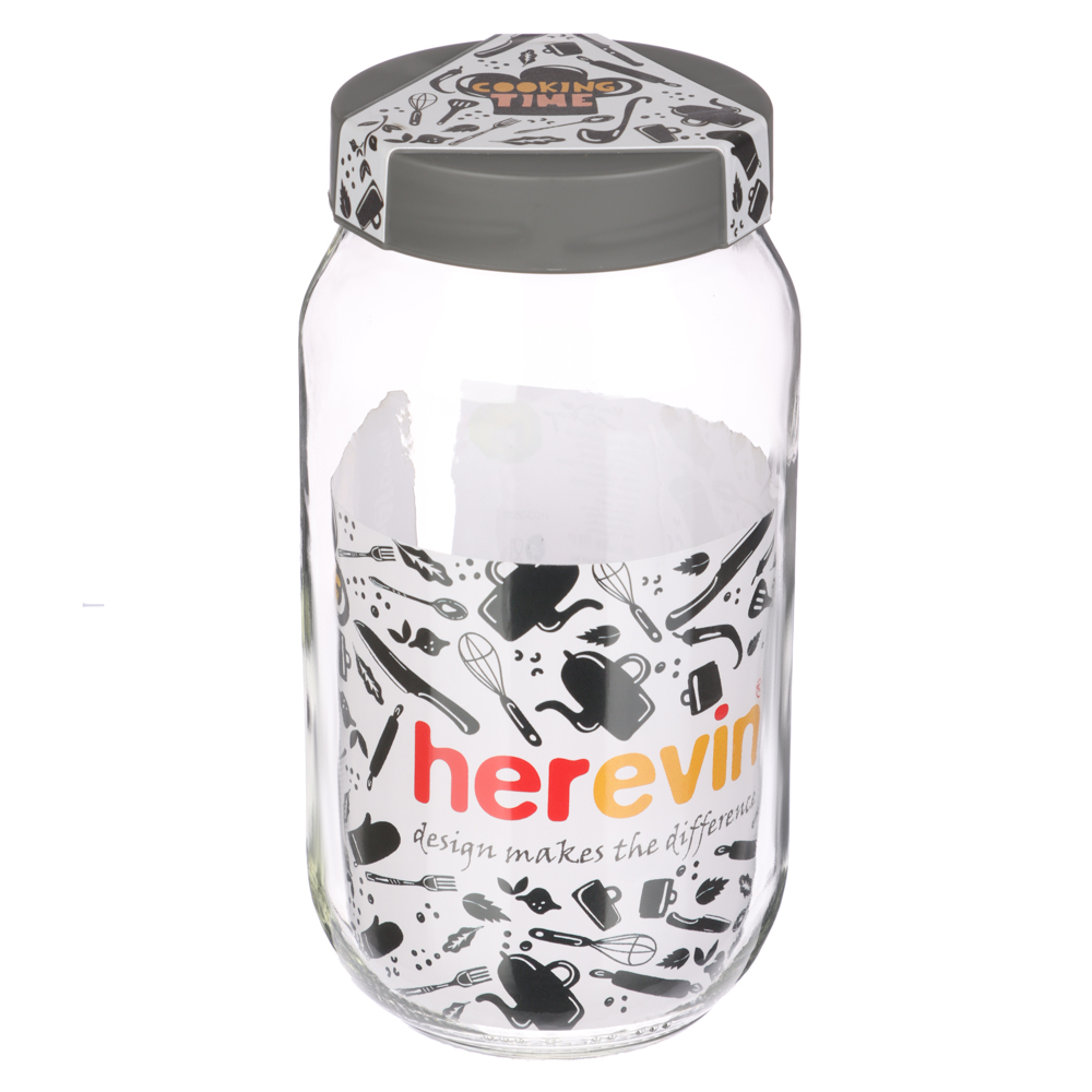 HEREVIN Китчен вайт Банка для сыпучих продуктов, стекло, 1000мл, 142377-003, арт.№ 828-317