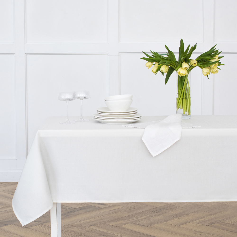 PROVANCE Милк Скатерть текстильная 140х230см лён с водоотталкивающей пропиткой, 100% пэ, молочный, арт.№ 435-122