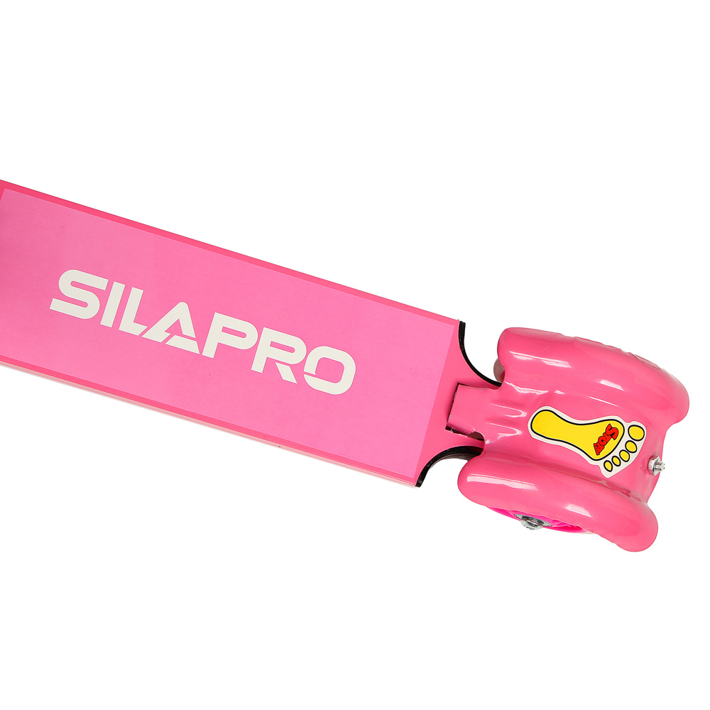 SILAPRO Самокат 3-х колес. (PVC d=90мм LED), тормоз. система, звонок, алюминий, h75-79х60см, до 50кг, арт.№ 131-026